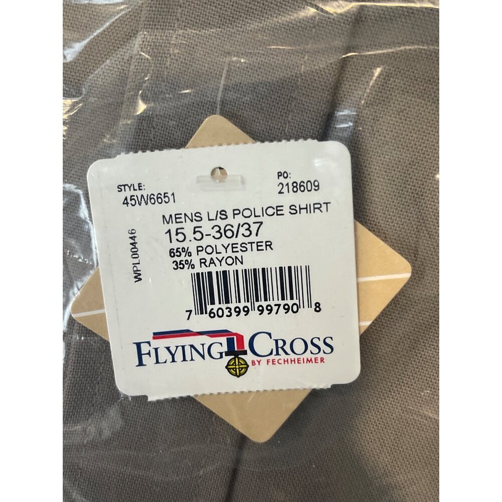 NWT Flying Cross Poly/Rayon LS Police Shirt Mens 15.5-36/37 Silver Grey 45W6651 - Picture 2 of 3